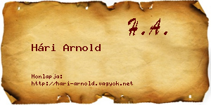 Hári Arnold névjegykártya
